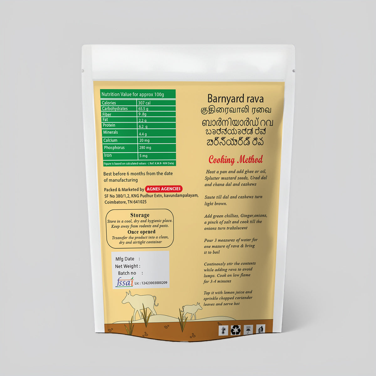 Barnyard Millet Rava Nutritional Details
and, Barnyard Millet Rava recipe