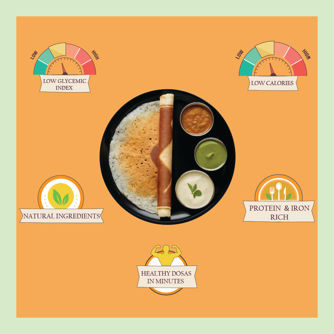 Healthy Millet Food Low Calories Low Glycemic Index Natural Ingredients Healthy Dosas in Minutes