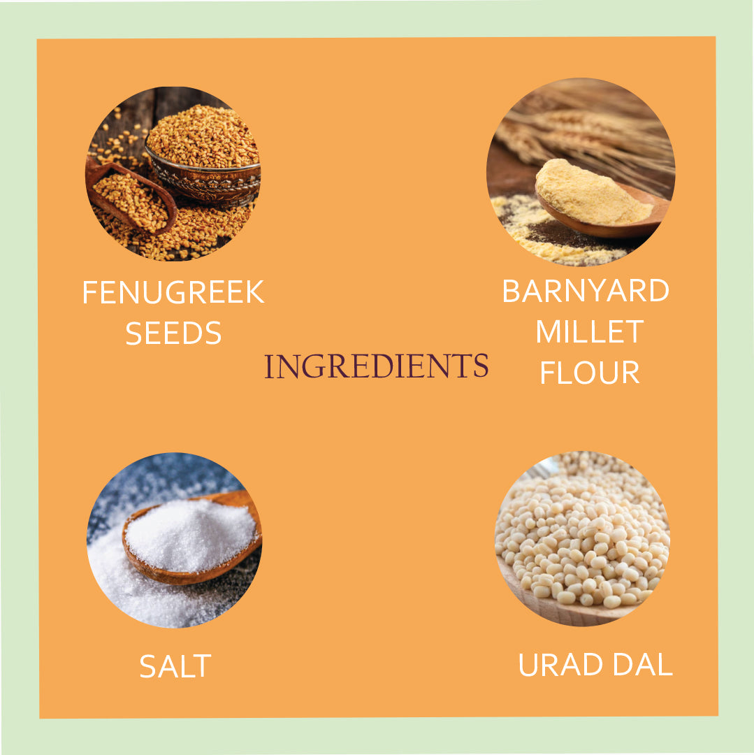 Fenugreek Seeds Barnyard Millet Flour Salt Urad dal