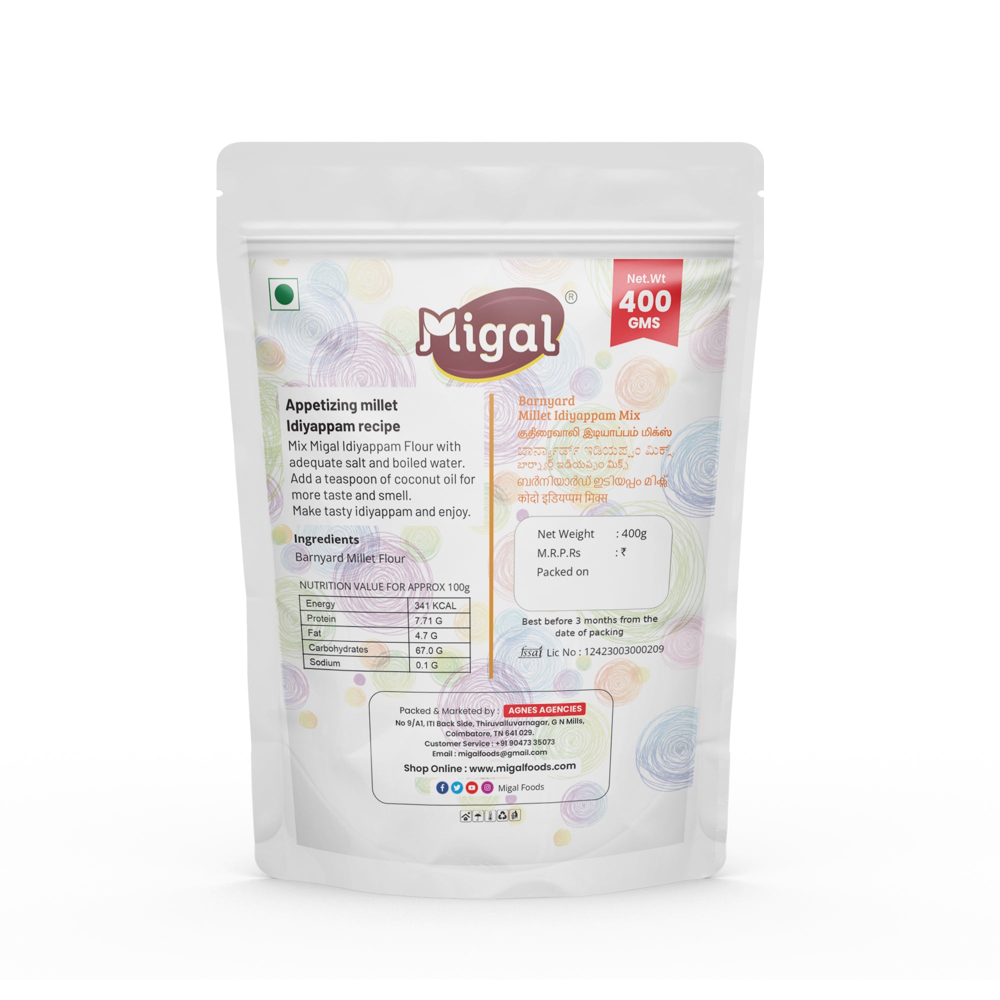 Barnyard Millet idiyappam mix Nutritional Values