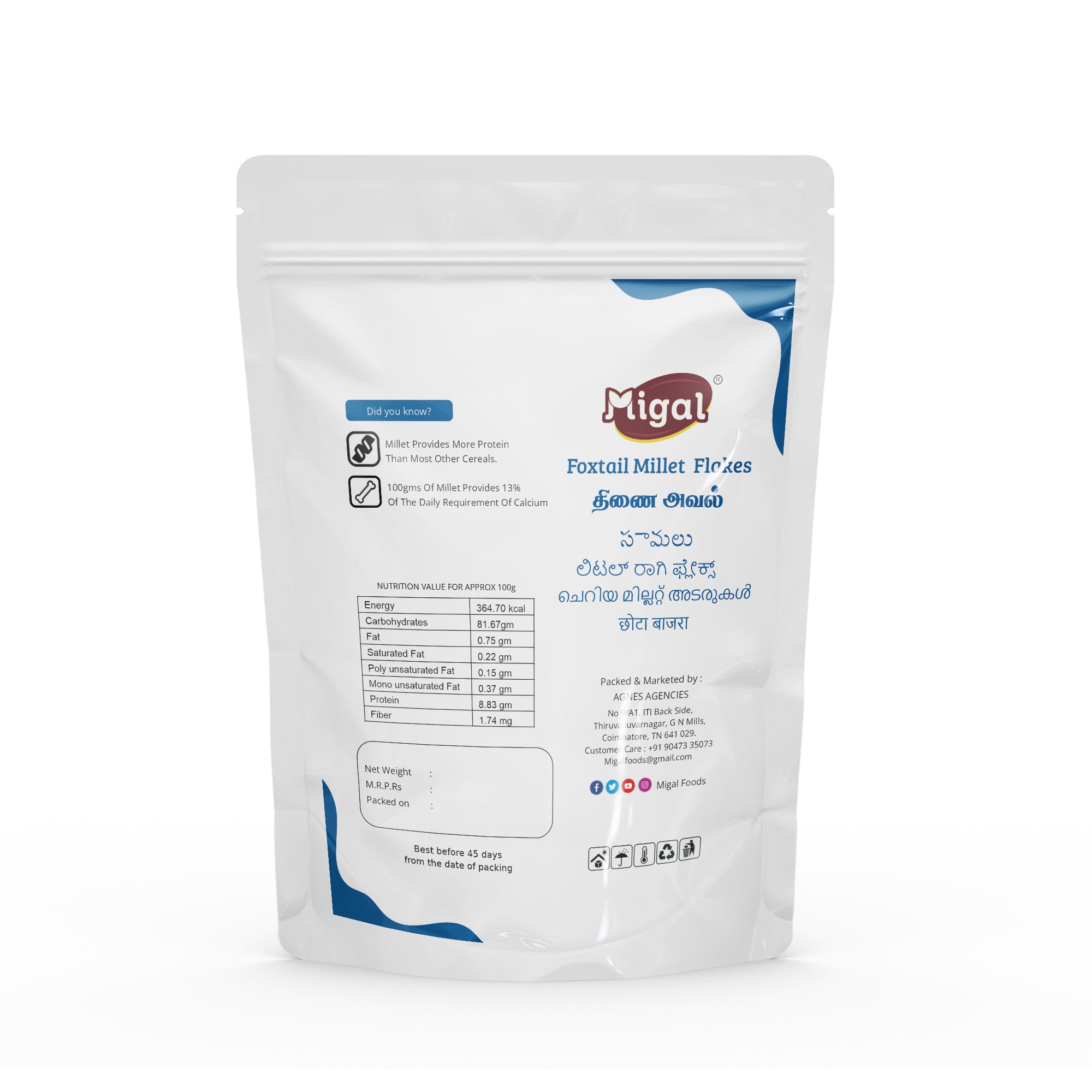 Foxtail Millet Flakes Nutritional Facts