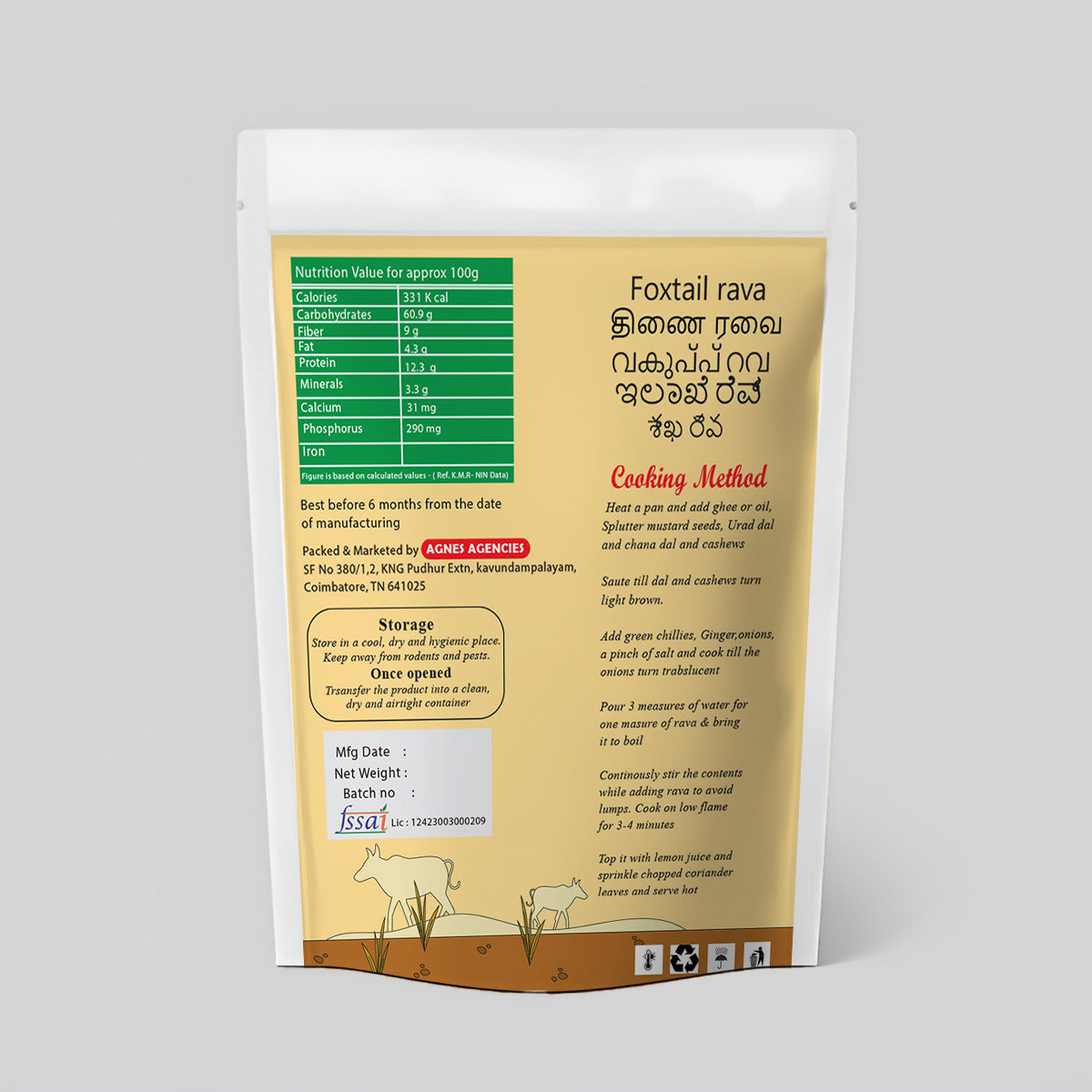 Foxtail Millet Rava Nutritional Details
and, Barnyard Millet Rava recipe