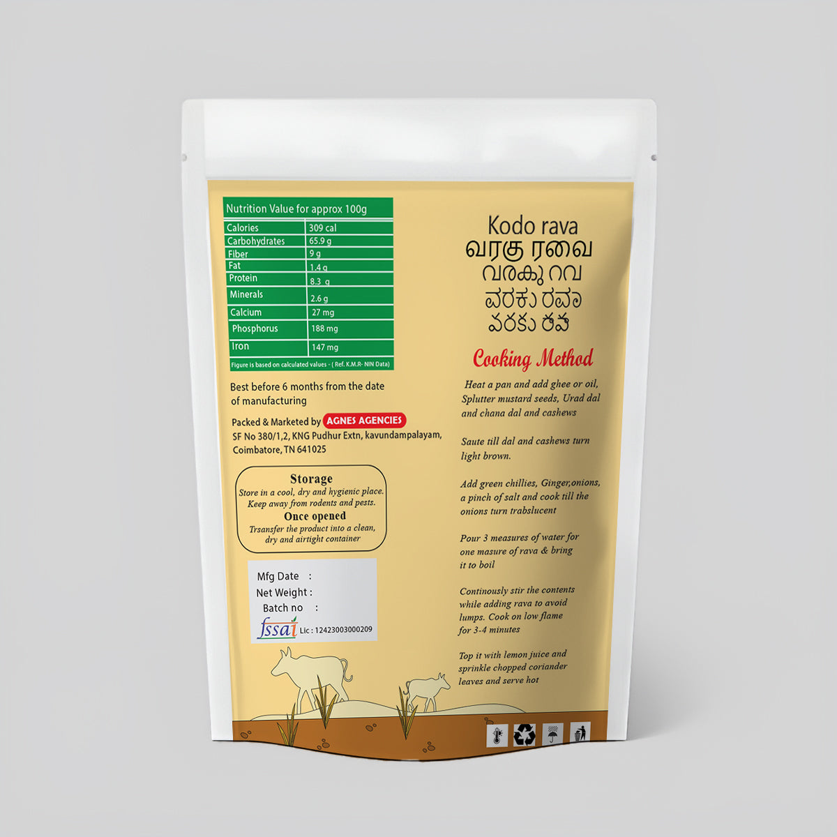 Kodo Millet Rava Nutritional Details
and, Barnyard Millet Rava recipe