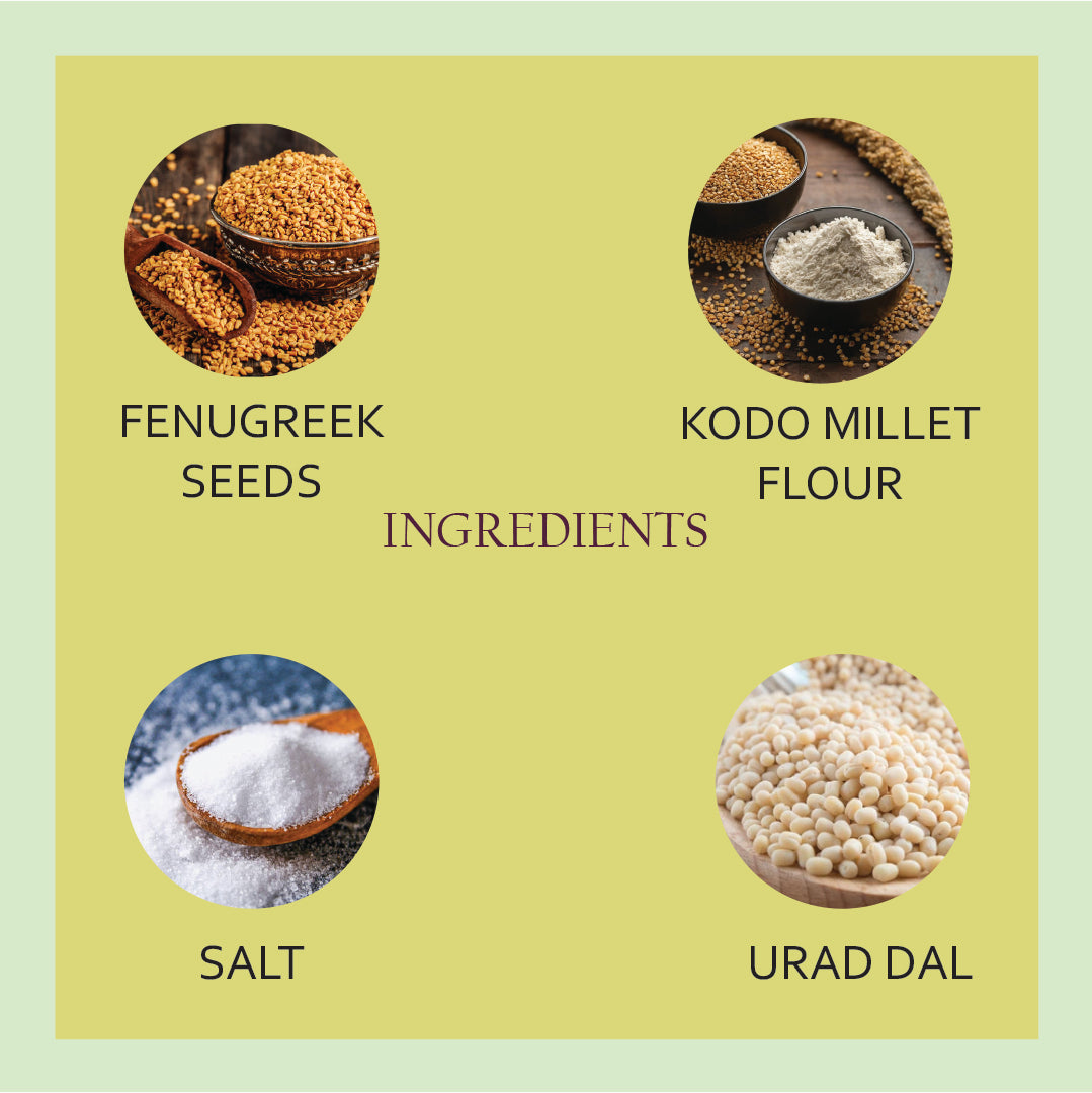 Fenugreek Seeds Kodo Millet Flour Salt Urad dal