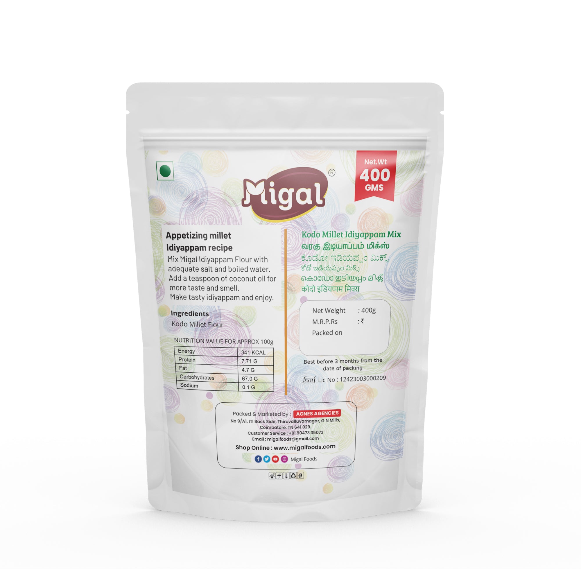 Kodo Millet idiyappam mix Nutritional Values