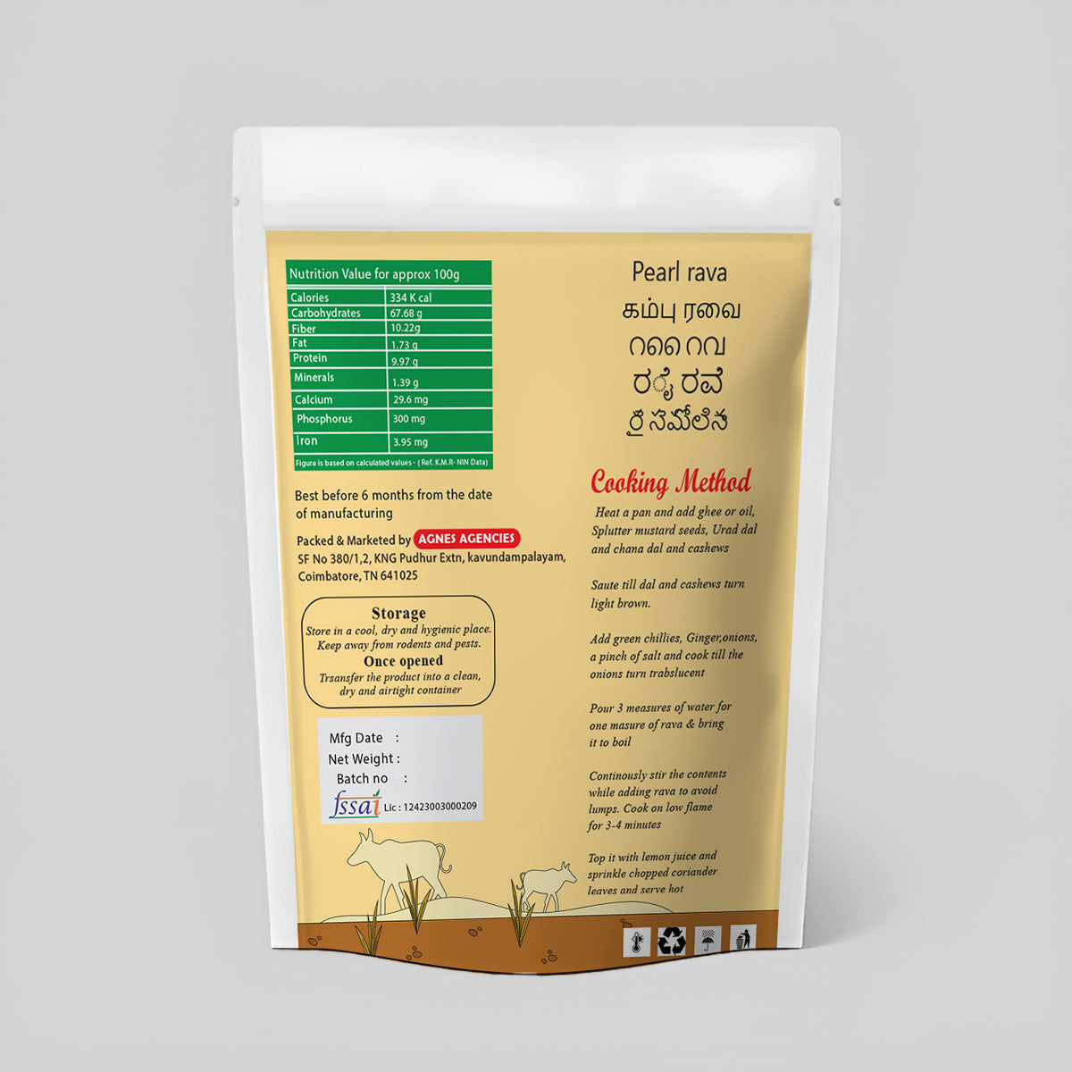 Pearl Millet Rava Nutritional Details
and, Barnyard Millet Rava recipe