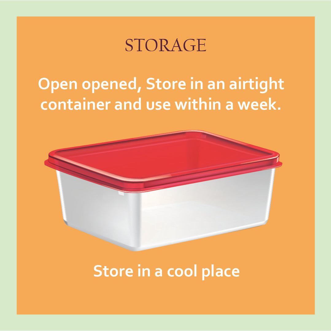 Store in an airtight container and use within a week