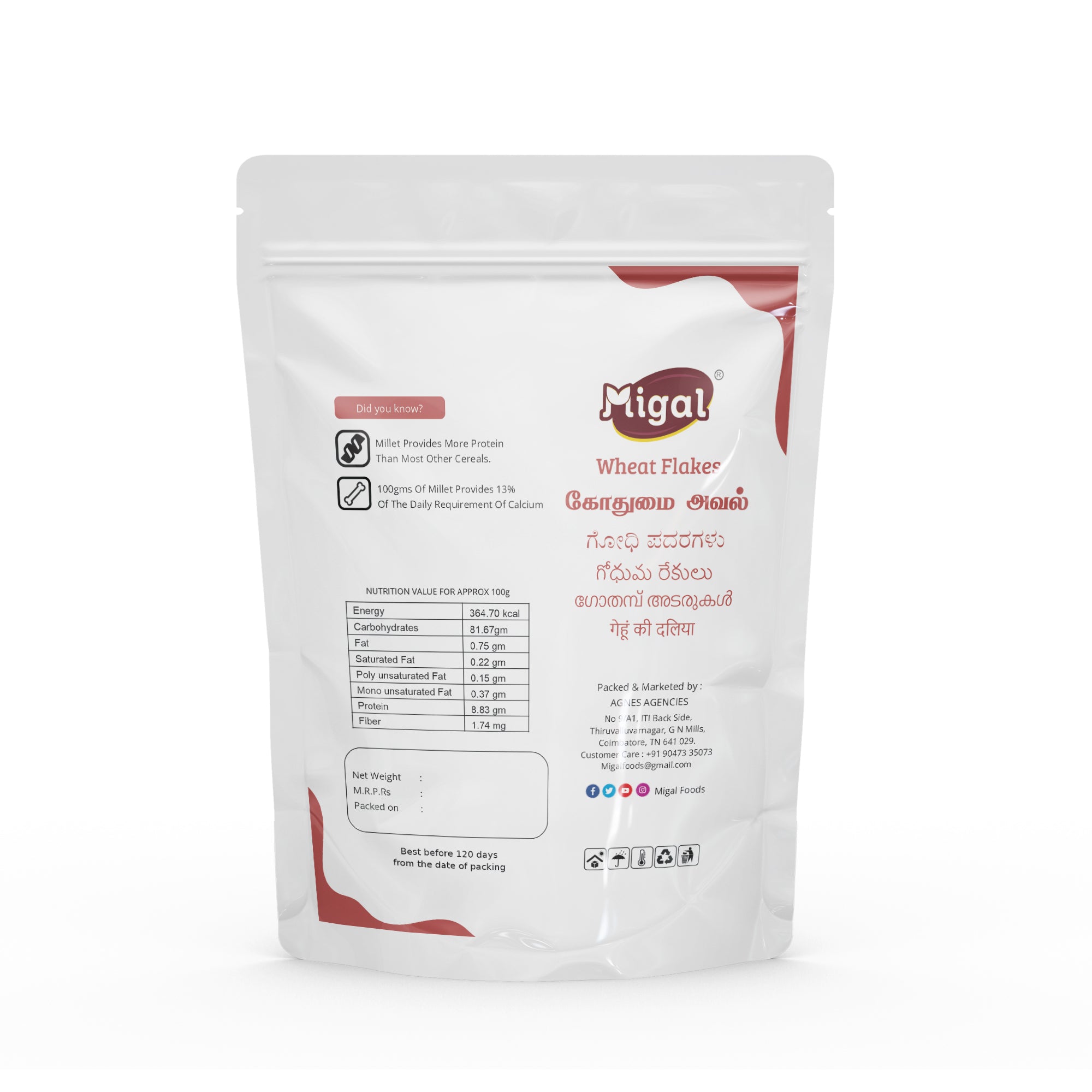 Wheat Millet Flakes Nutritional Facts