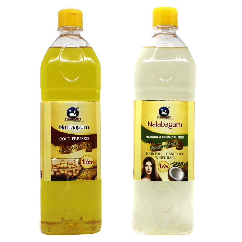 Cold Pressed Groundnut Oil 1 Litre + Coconut Oil 1 Litre Combo